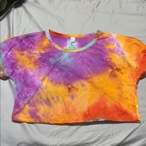 SweatyRocks Casual Tie Dye Short Sleeve Basic Crop